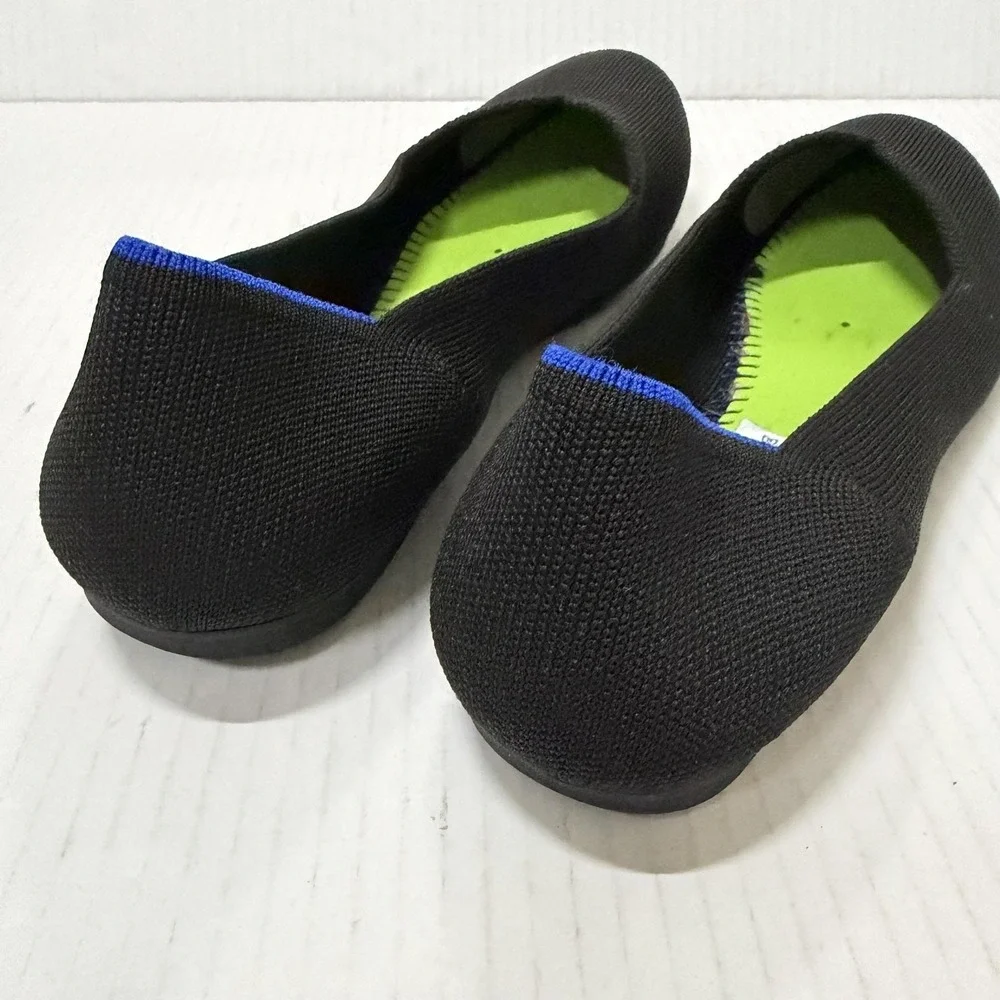 Rothys The Flat Ballet Flat Shoes Womens Size 9 Black Knit Slip On Comfort
